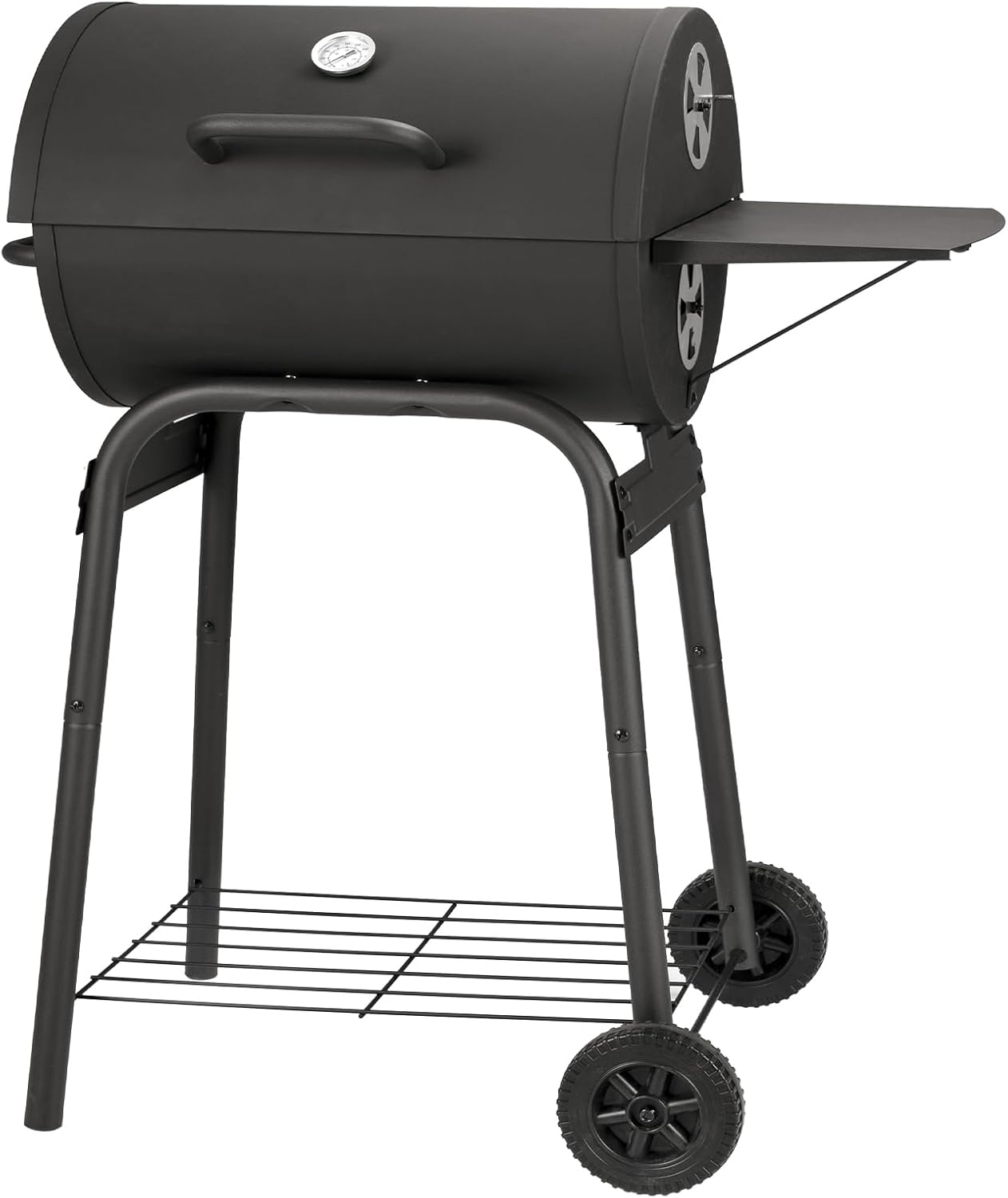 Barrel Charcoal Grill, Large Charcoal Grills with Side Shelf, Outdoor BBQ Grill,Perfect for Backyard Camping, Patio Parties, and Picnics
