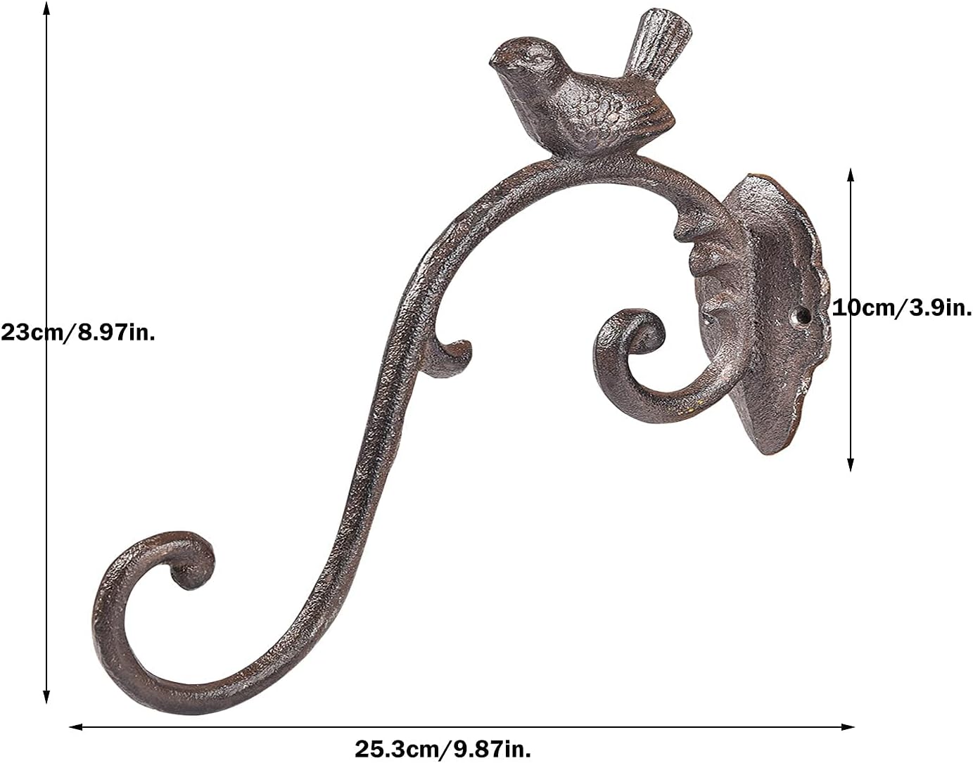 Sungmor Cast Iron Wall Hanging Plant Bracket, 2 Pack 10 Inch Decorative Plant Hanger, Lovely Bird Metal Plant Hooks for Hanging Planters Lanterns Bird Feeders Wind Chimes