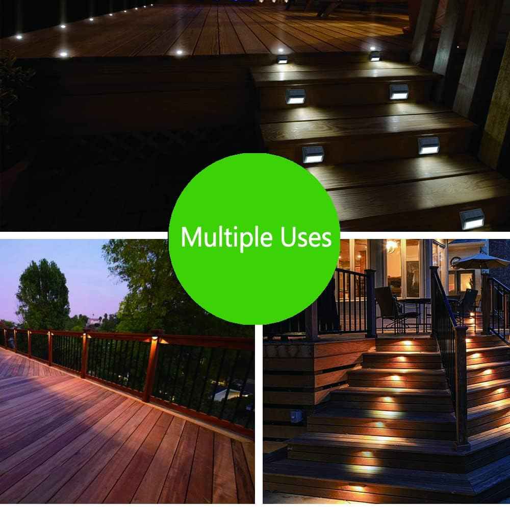 Solar Fence Lights, Waterproof Solar Outdoor Lights for Stairs Decks Steps Fences Patio Yard, LED Wall Sconce (Cool White/4 Pack)