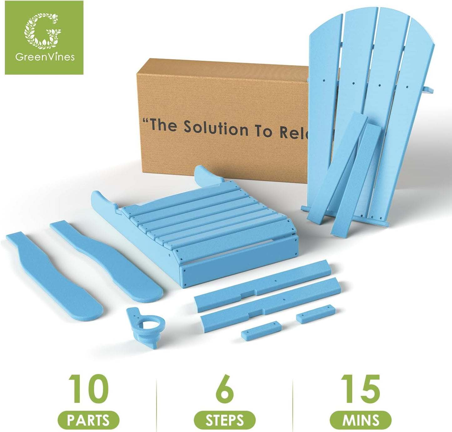 GREENVINES Folding-Adirondack-Chair | HDPE Plastic | Fire Pit Chairs | All Weather | Cup Holder | Arctic | for Deck Backyard Patio Outdoor Garden