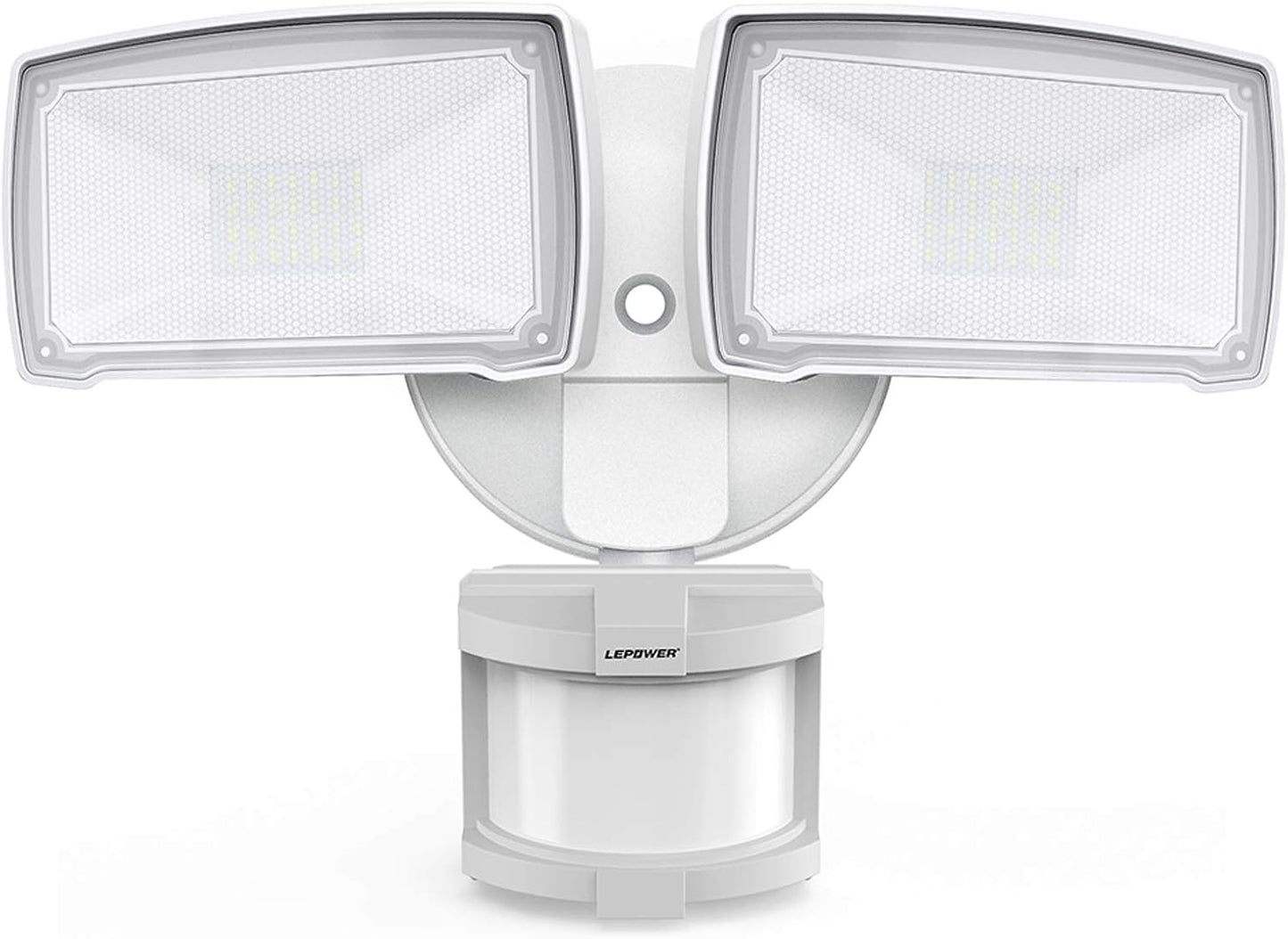 LEPOWER LED Motion Sensor Security Lights Outdoor, 30W 3200LM, 5500K, IP65 Waterproof, 2 Head Motion Detector Flood Light for Garage, Yard, Porch, White (NOT Solar Powered)