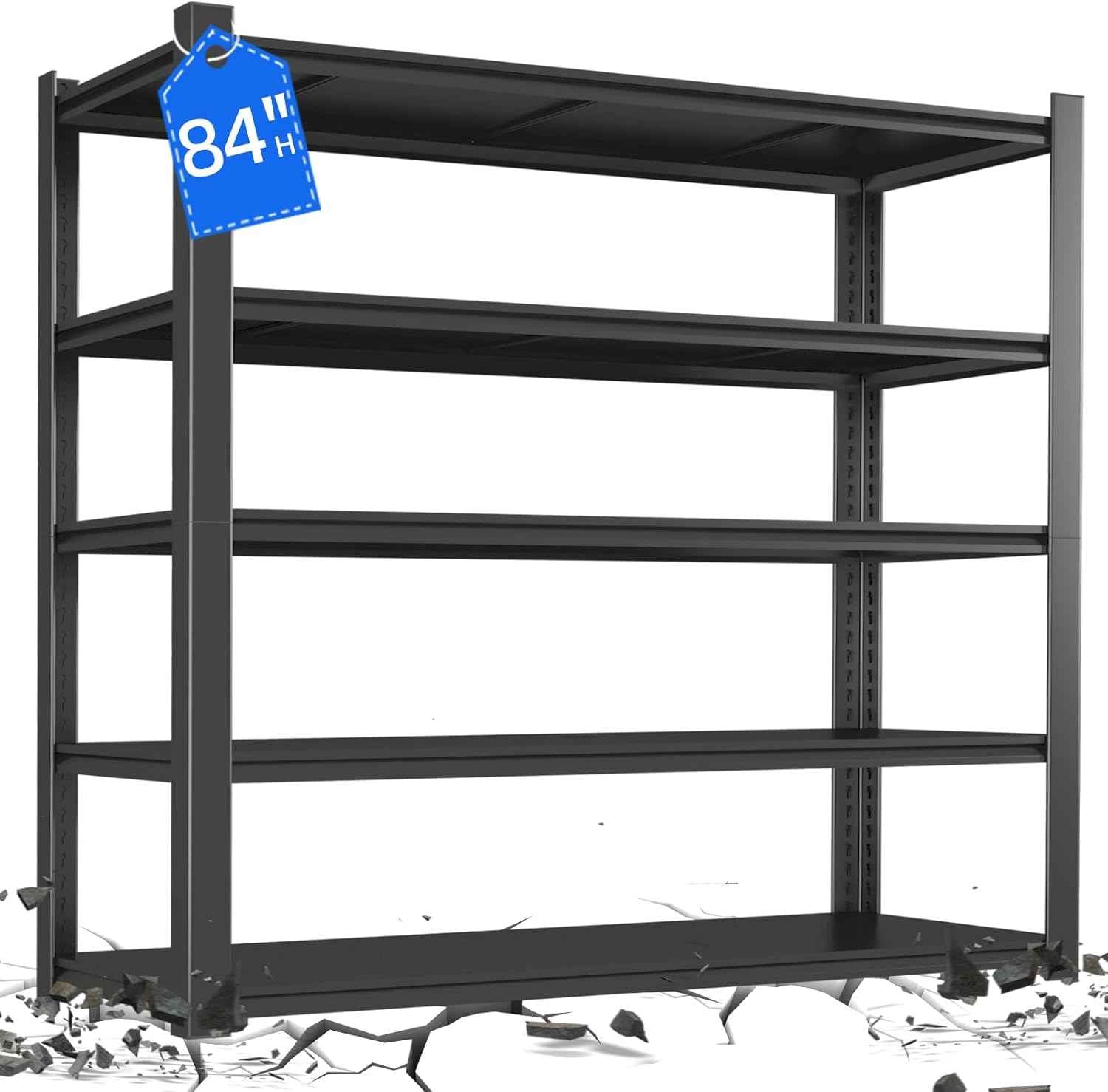 24" D x 47" W x 84" H Heavy Duty Garage Shelving, Metal Shelving, 3500LBS Storage Shelves 5 Tier Adjustable Heavy Duty Shelving Unit for Warehouse, Garage, Basement