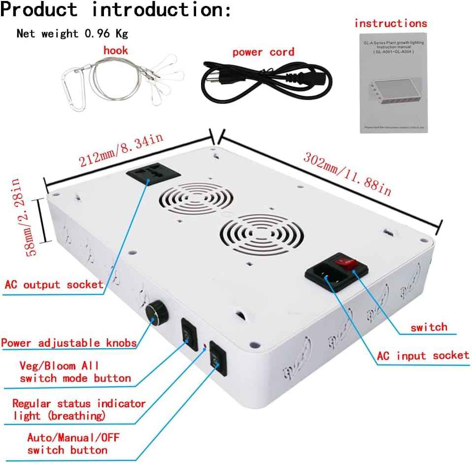 2026 Upgraded 1000W(HPS) Equivalent LED Grow Light, Full Spectrum for Indoor Seedling & Bloom, Dimmable Plant Light with Auto 24H Timer, High PPFD Energy Saving Solution.