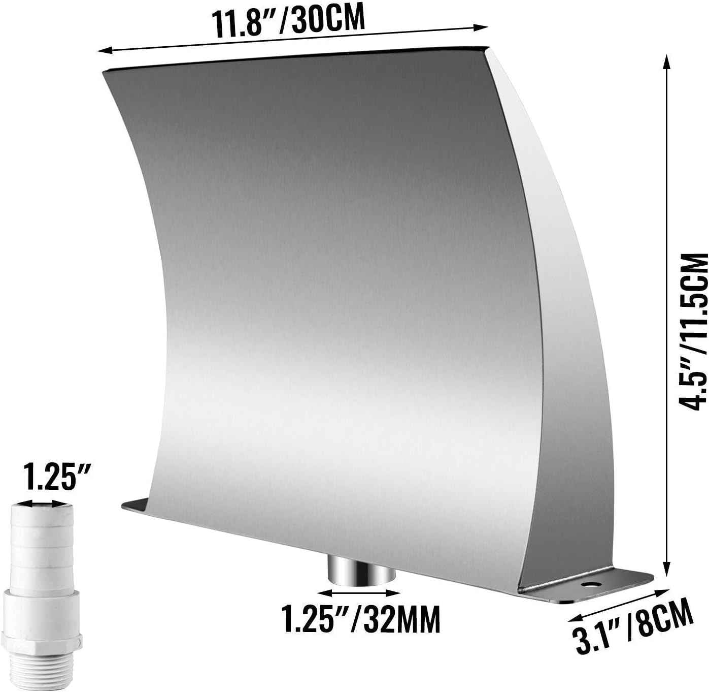Pool Waterfall Fountain 304 Stainless Steel, Pool Fountains for Inground Pools, Garden Outdoor Waterfalls Sheer Descent
