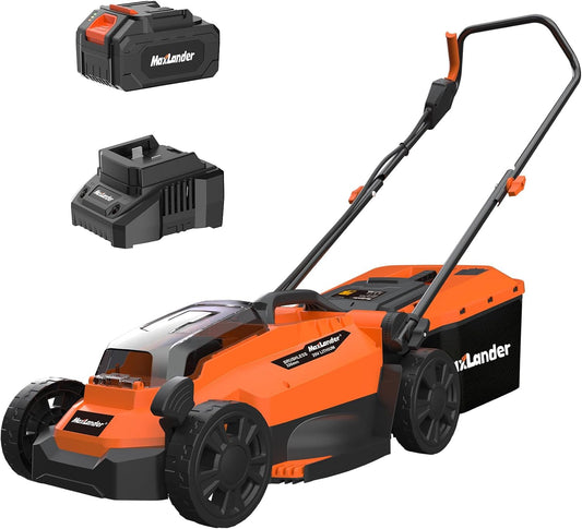 Maxlander Lawn Mowers, 13Inch Electric Lawn Mower Cordless, 20V 2-in-1 Battery Powered Lawn Mower with Brushless Motor, 5-Position Height Adjustment, Battery and Charger Included