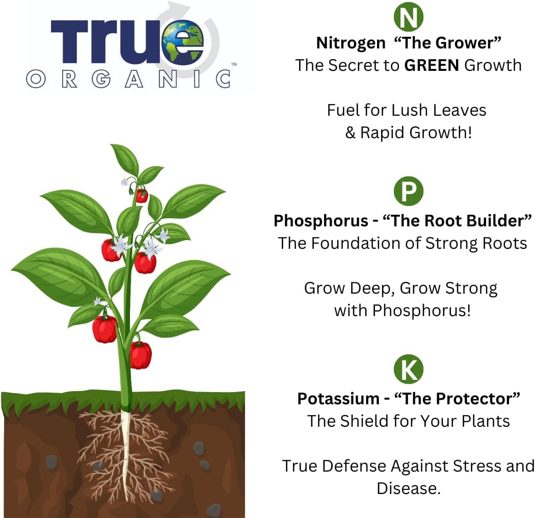 True Organic Tomato & Vegetable Food – Organic Fertilizer for Superior Harvests with 6% Calcium – 8lb Bag Covers 140 sq. ft.