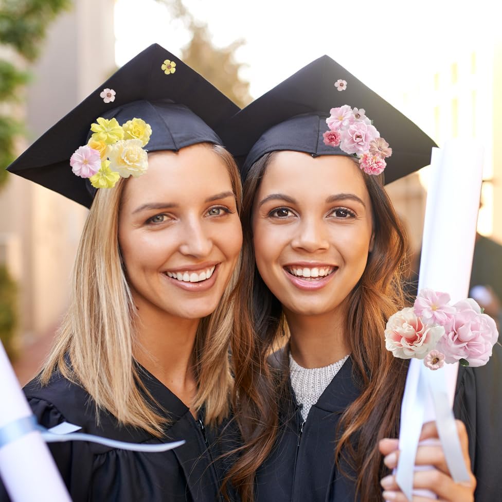 Faux Flower Heads Mini Yellow Pink Artificial Flower Heads Fake Peony Daisy Rose Flowers Multicolor Small Silk Daisy Flower Heads for Craft Garland Wedding Party DIY Home Decoration,2-4 cm