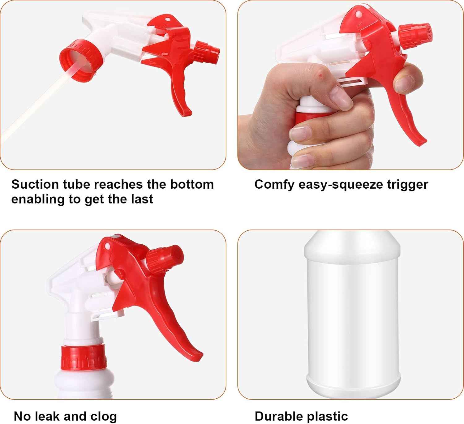 Eccliy 12 Pcs 16 Oz Plastic Spray Bottle, Adjustable Empty Reusable Sprayer for Cleaning, Planting, Water, Bathroom and Kitchen, BBQ, Commercial and Residential (Original,Red)