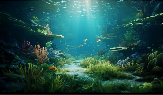 Ocean Floor Fish Tank Background Under The Sea Coral Reef Aquarium Background Underwater Aquatic Plants Corals Rock Cave Terrarium Backgrounds Tropical Fish Ocean Aquarium Backgrounds Decors 72x16in
