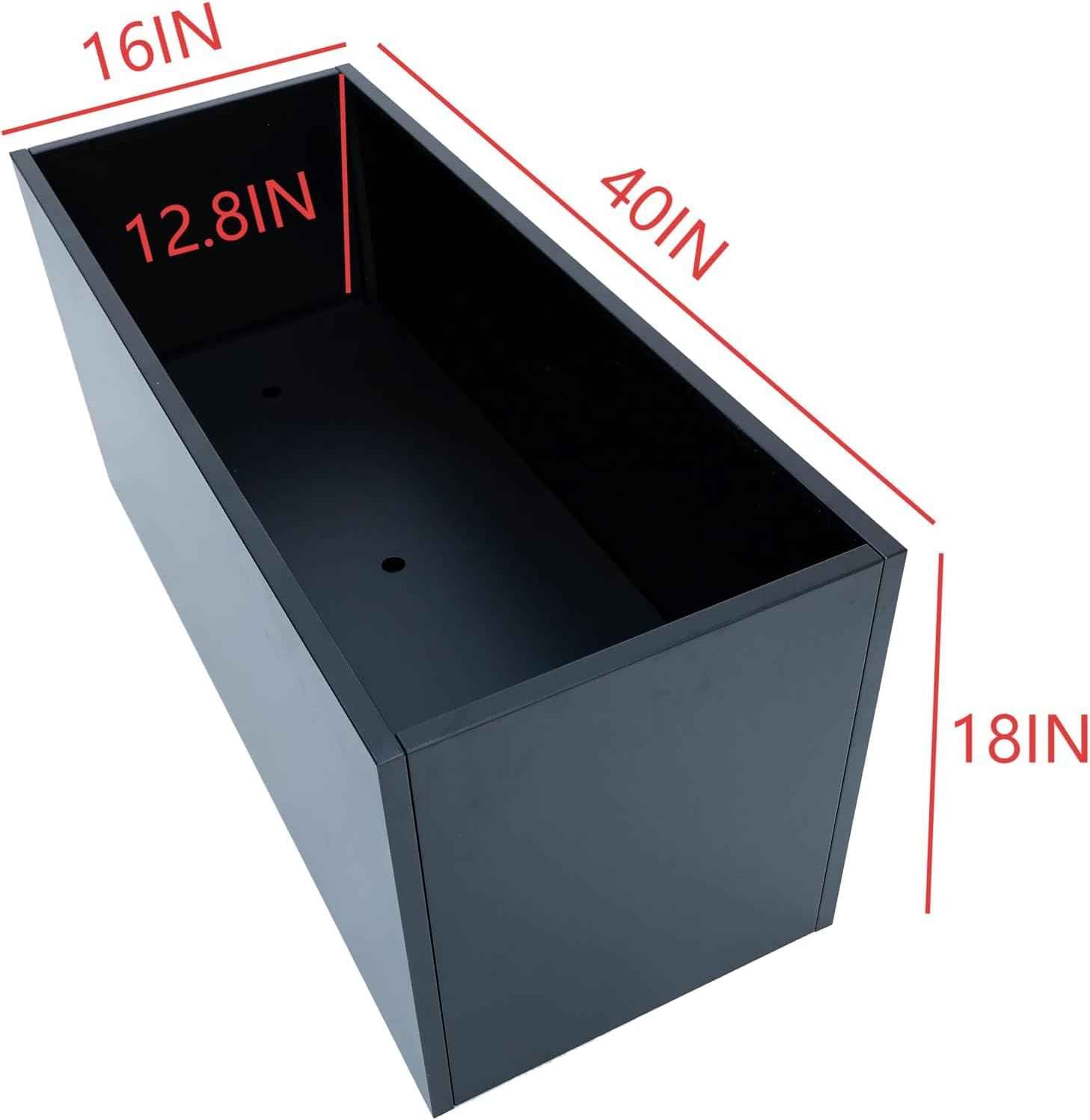 40" L x 16" W x 18" H Metal Large Rectangular Planter - Long Planter Box for Outdoor Patio/Porch Planter Boxes Outdoor Modern Design for Plants, Flowers, Garden,Spliced Flower Pot (Black)