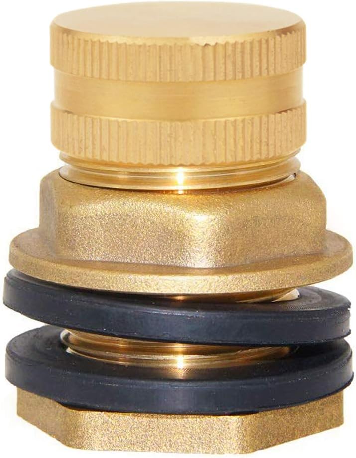 Joywayus Brass Male Garden Hose Bulkhead Fitting with Plugs,1/2" Female 3/4" GHT Male Water Tank Connector Threaded and 3/4" GHT Female Outer Hex Head End Pipe Caps Drain/Flush Port Kit