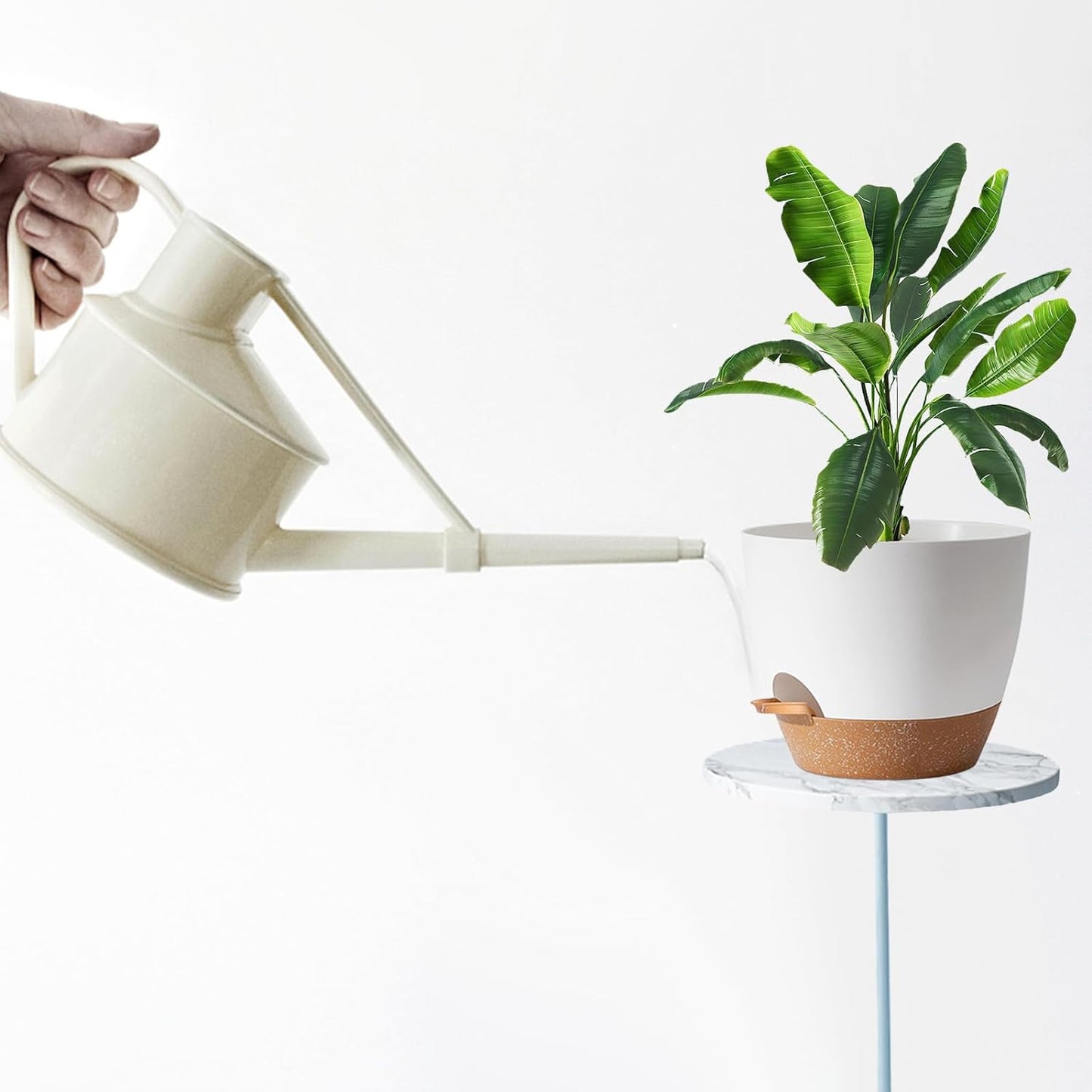 Plant Pots,12+10+9 Inch Self Watering Pots with Drainage Hole for Indoor Plants Large Flower Pot, Plants Pots Indoor Outdoor,Modern White Plastic Planters for Indoor Plants