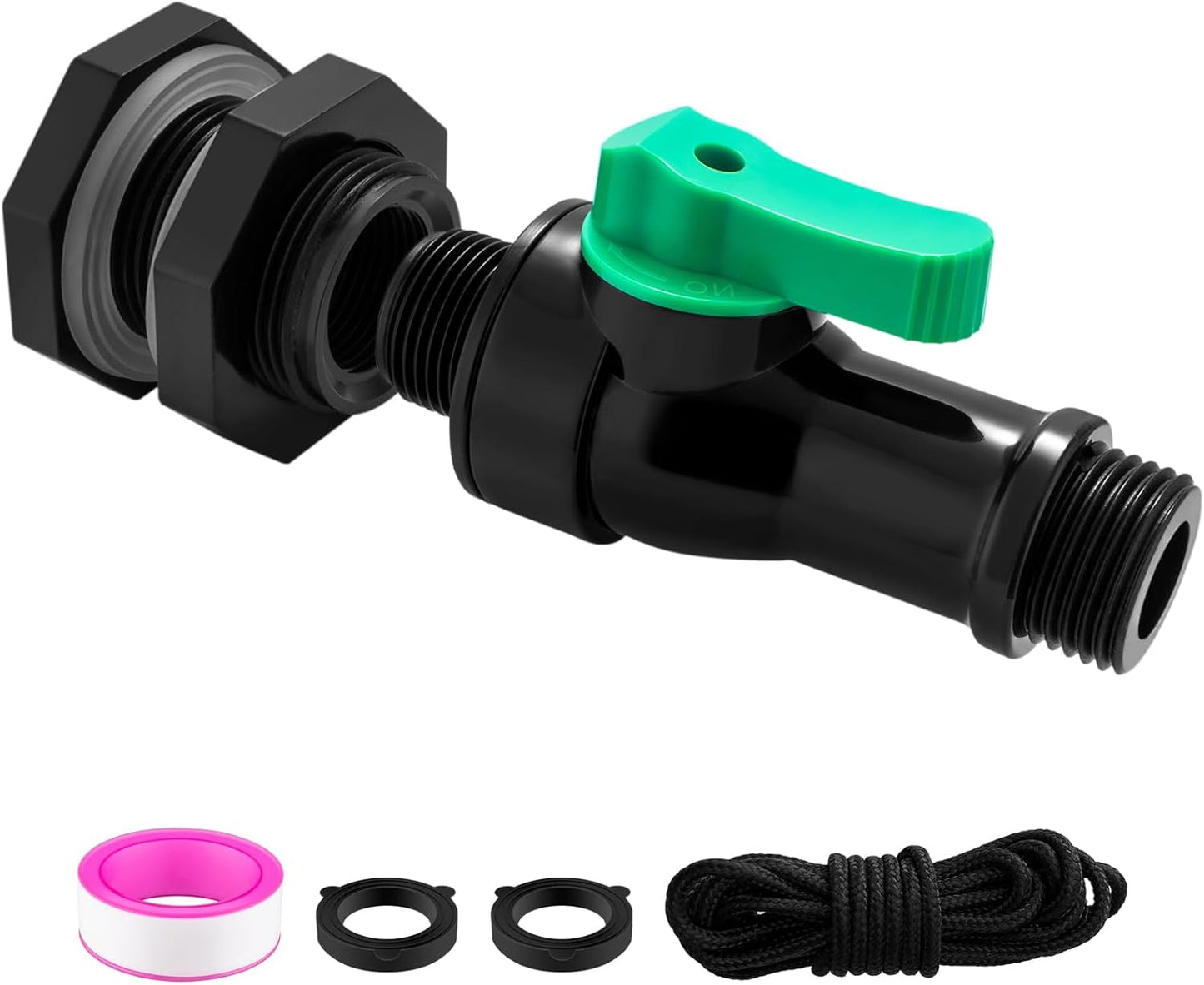 Plastics Rain Barrel Spigot Kit,High Flow Valve Core Water Tank Faucet+PVC Bulkhead Fitting,Straight Head 3/4 NPT to 3/4 GHT Rain Barrel Spigot for Plastic Bucket rainwater Drum Container