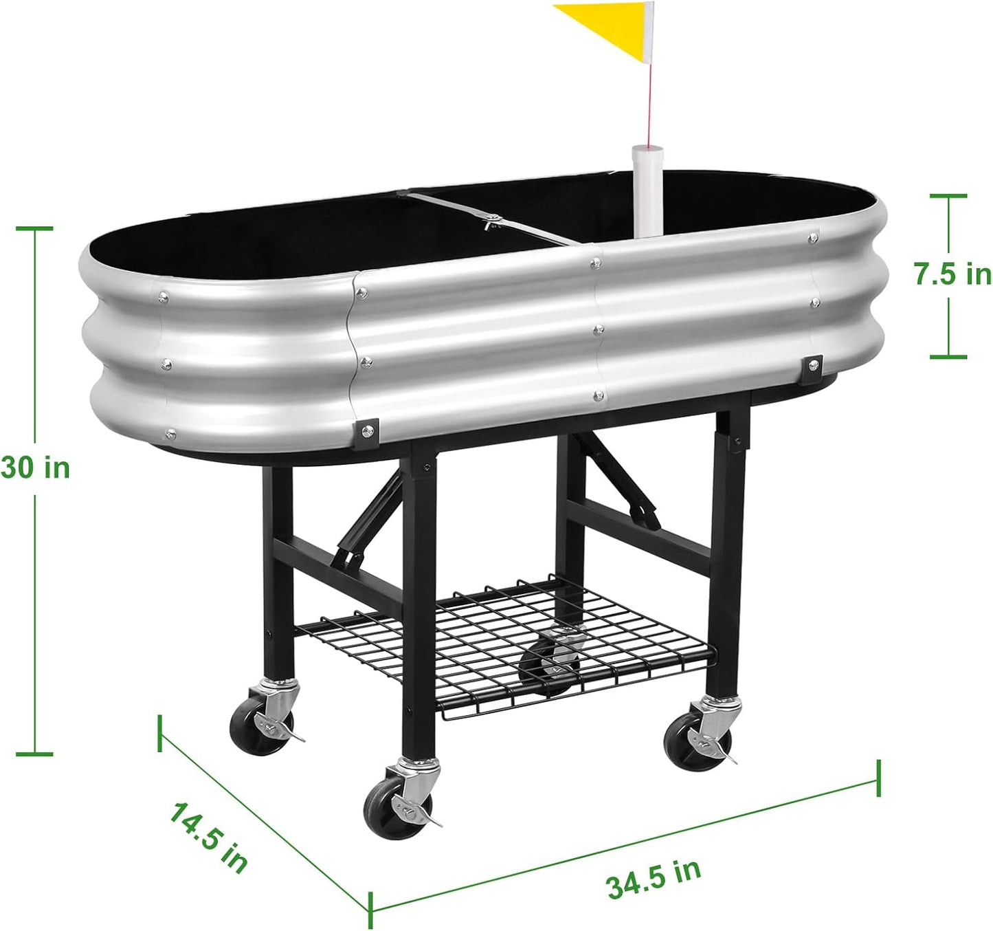 Self-Watering Raised Garden Bed with Legs and Heavy Duty Wheels, Easy-Install Planter Box with Foldable Stand, Galvanized Metal Elevated Wicking Bed with Liner for Indoor Outdoor Gardening