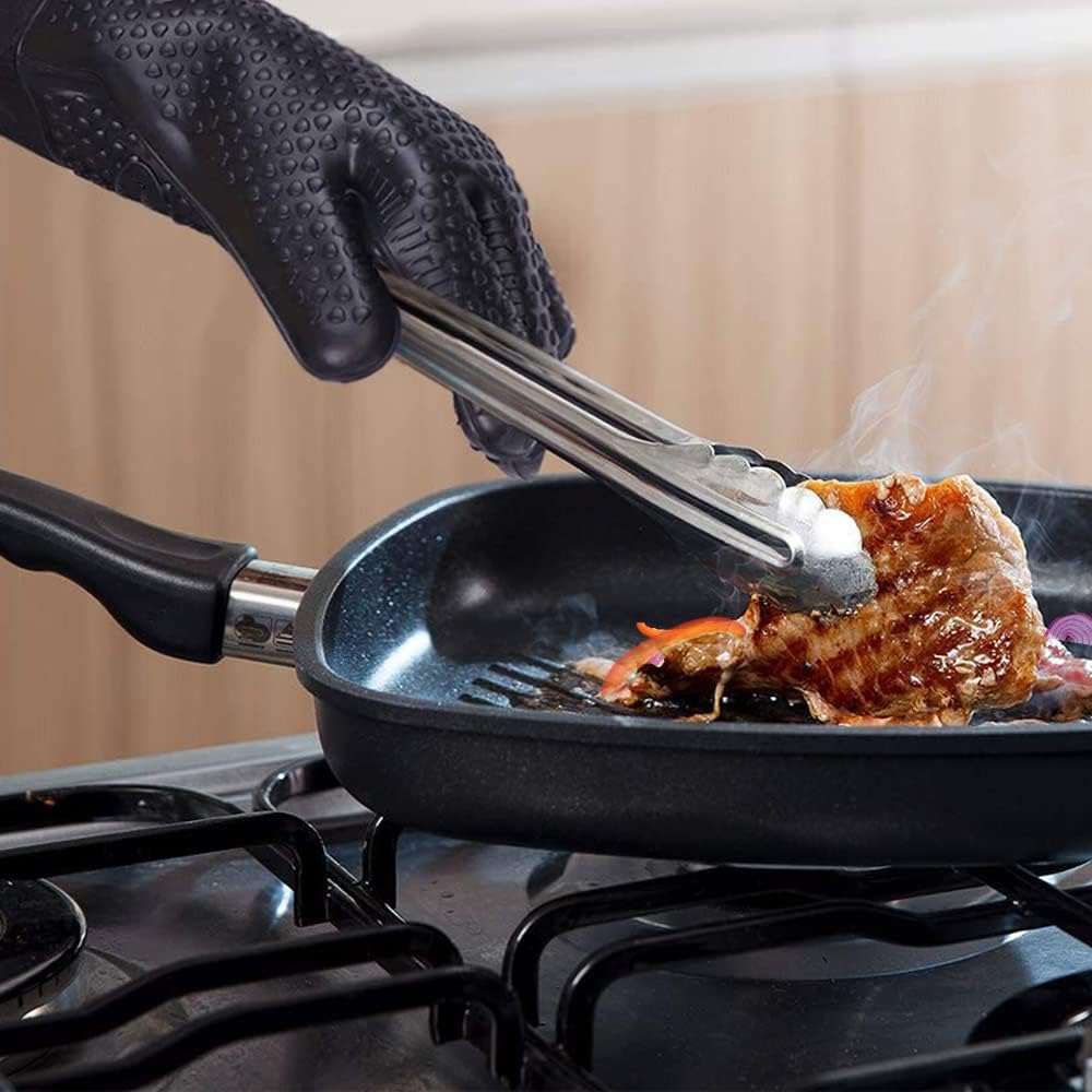 Silicone Cooking Gloves,Oven Mitts for Grilling,BBQ Mitt, Kitchen - Safe Handling of Pots and Pans, Extreme Heat Resistant BBQ, Internal Protective Cotton Layer - Heat Resistant
