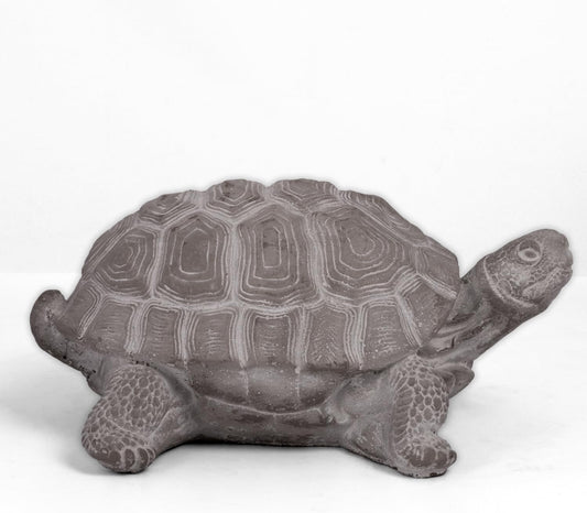 Modern Small Standing Turtle Figurine, Unique Cement Figurines, Handcrafted Decorative Washed Concrete Finish White Sculpture for Home, Garden,Office: 12.50"x9.00"x5.75"H