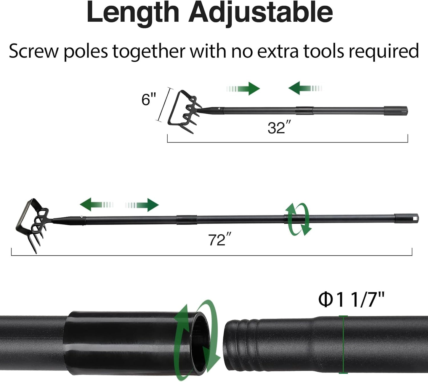 Oliynedy Stirrup Hoe Cultivator Garden Tool Heavy Duty,Scuffle Loop Action Hoe Weeding Gardening Hand Tools for Women Kids Men,Metal Weeder Scraper Garden Hoe Rake Weed Puller Long Handle 32-72