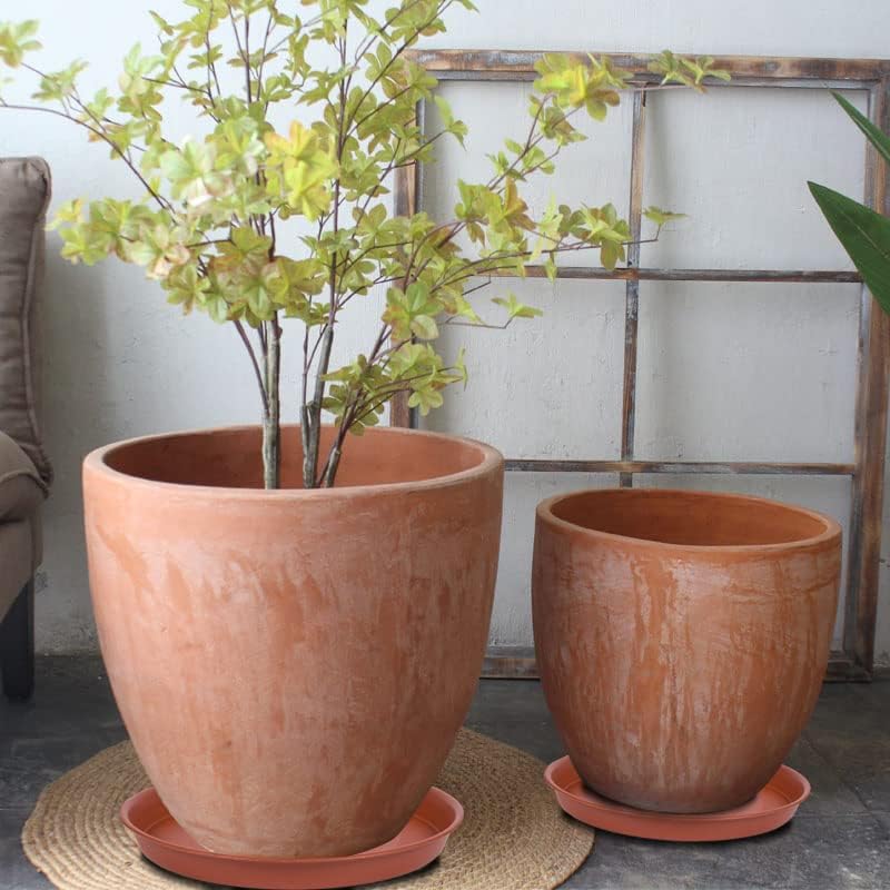 6 Pack of 4 inch Plant Saucer, Heavy Duty Plastic Plant Water Tray 4 inch Round, Pebble Tray, Plant Saucers for Indoors, Plant Dishes Saucer for Planter 3"/4" (4 inch, Terracotta)
