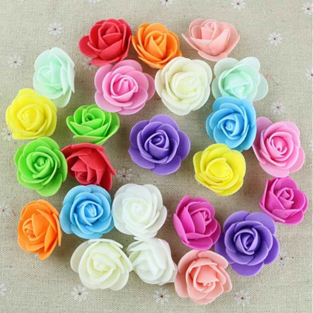 Mini Fake Roses Artificial Flowers 100 PCS 3.5cm Red Foam Rose Head for DIY Crafts Accessories Home Party Home Decorations and Baby Shower (Green)