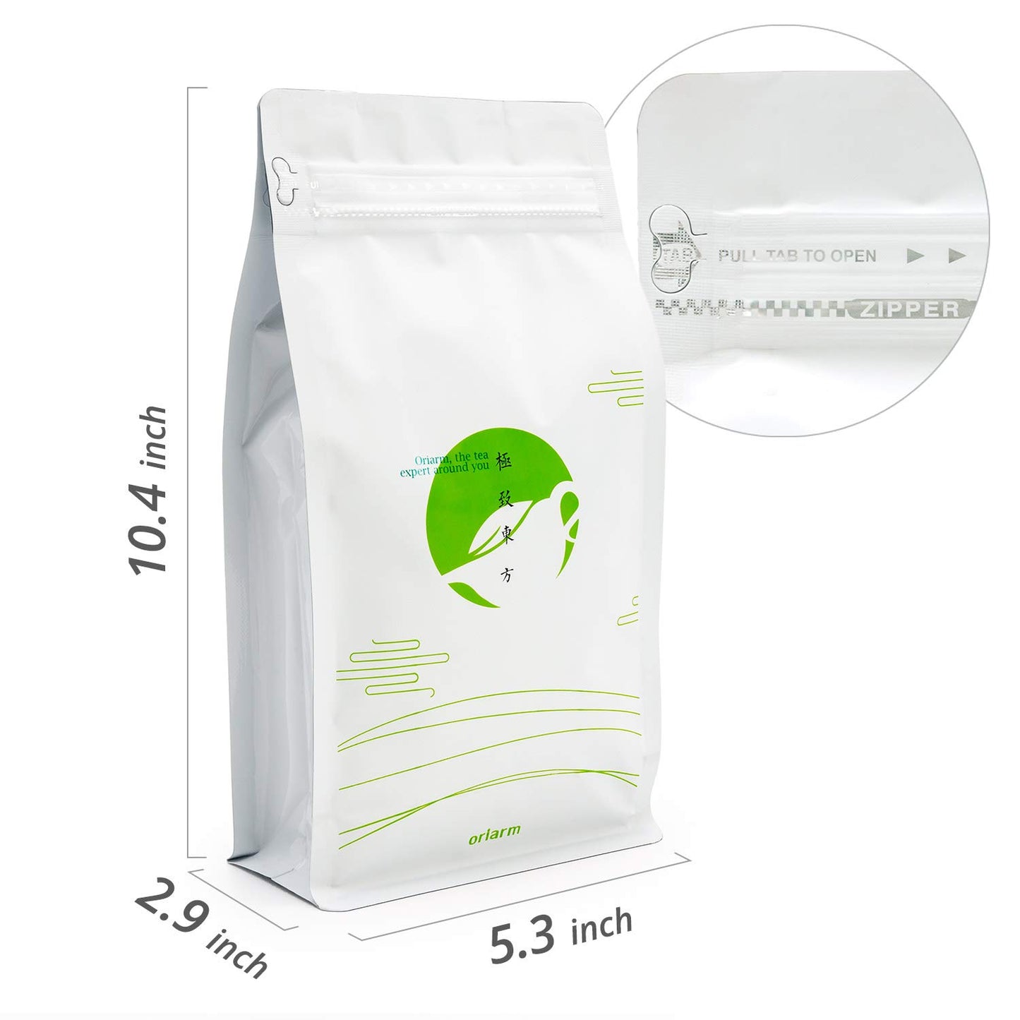 Oriarm Dragon Pearls Jasmine Green Tea Loose Leaf - 500g Jasmine Pearl Tea - 2nd Grade - Resealable Bag