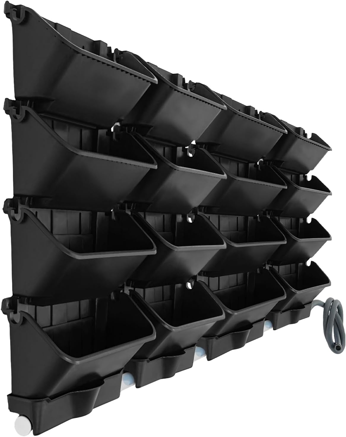 20 Pack Self Watering Wall Mounted Planter, Indoor and Outdoor Vertical Planter Wall Mounted Planter for Patio Outdoor Decor with Drainage Holes, Vertical Garden Planters for Indoor Plants- Black