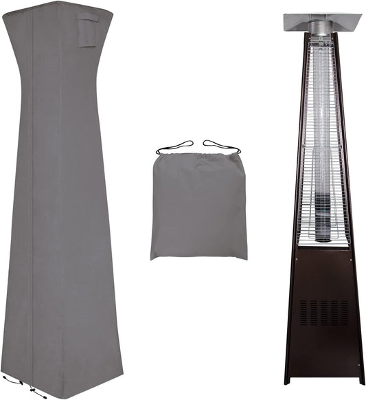 Easy-Going Pyramid Torch Patio Heater Cover with Zipper and Storage Bag, Waterproof Outdoor Heater Cover Dustproof, UV-Resisant, Wind-Resistant (90" H x 23" L x 23" W, Grey)