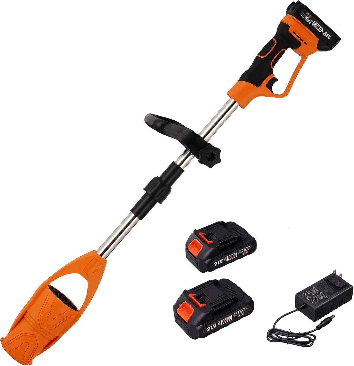 Cordless Leaf Blower 21V Electric - Lightweight Handheld, Speed Control via Pressure Switch, 2 x 2.0Ah Batteries & 1-Hour Fast Charger, for Lawn Care, Leaf Blowing, Small Gravel - Garden Cleaning
