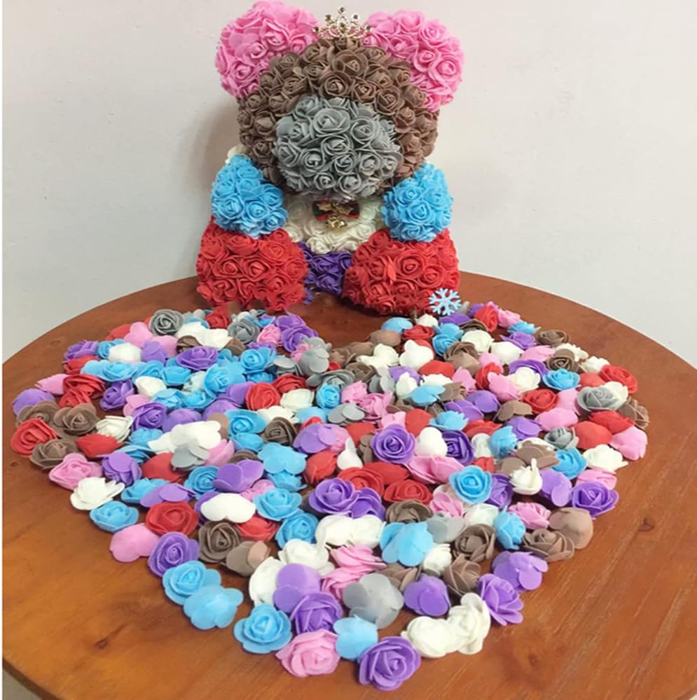 Mini Fake Roses Artificial Flowers 100 PCS 3.5cm Red Foam Rose Head for DIY Crafts Accessories Home Party Home Decorations and Baby Shower (Green)