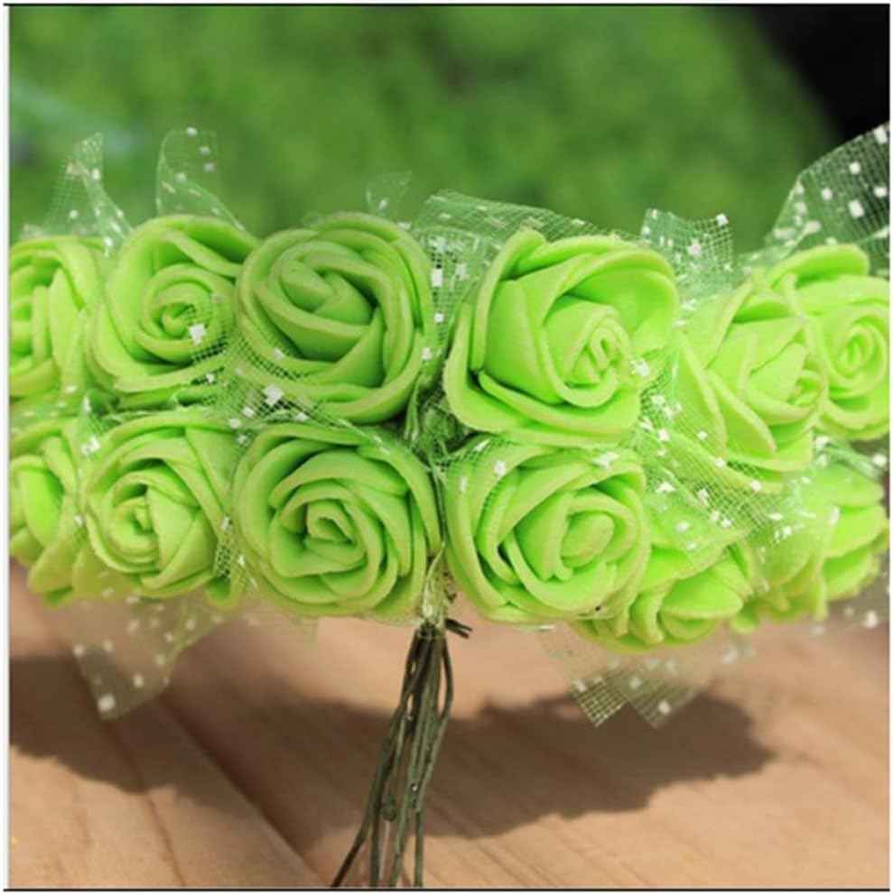 Mini Fake Roses Artificial Flowers 100 PCS 3.5cm Red Foam Rose Head for DIY Crafts Accessories Home Party Home Decorations and Baby Shower (Green)
