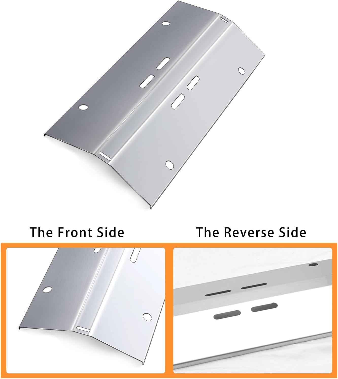 Heat Plate Shield Replacement for Cuisinart CGG-200 CGG-220 CGG-240 Gas Grill Models, Stainless Steel Heavy Duty BBQ Parts Flame Tamer Accessories, 16 3/4" x 7 3/8"