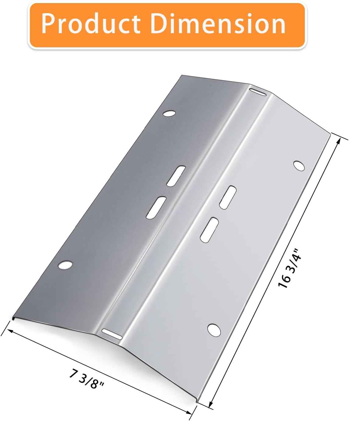 Heat Plate Shield Replacement for Cuisinart CGG-200 CGG-220 CGG-240 Gas Grill Models, Stainless Steel Heavy Duty BBQ Parts Flame Tamer Accessories, 16 3/4" x 7 3/8"
