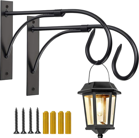 Wall Mount Plant Hanging Bracket, 11 Inches Hanging Plant Hook, Heavy Duty Rustic Decorative Metal Plant Hanger for Hanging Plant Flower Lantern Bird Feeder Wind Chimes (Set of 2)