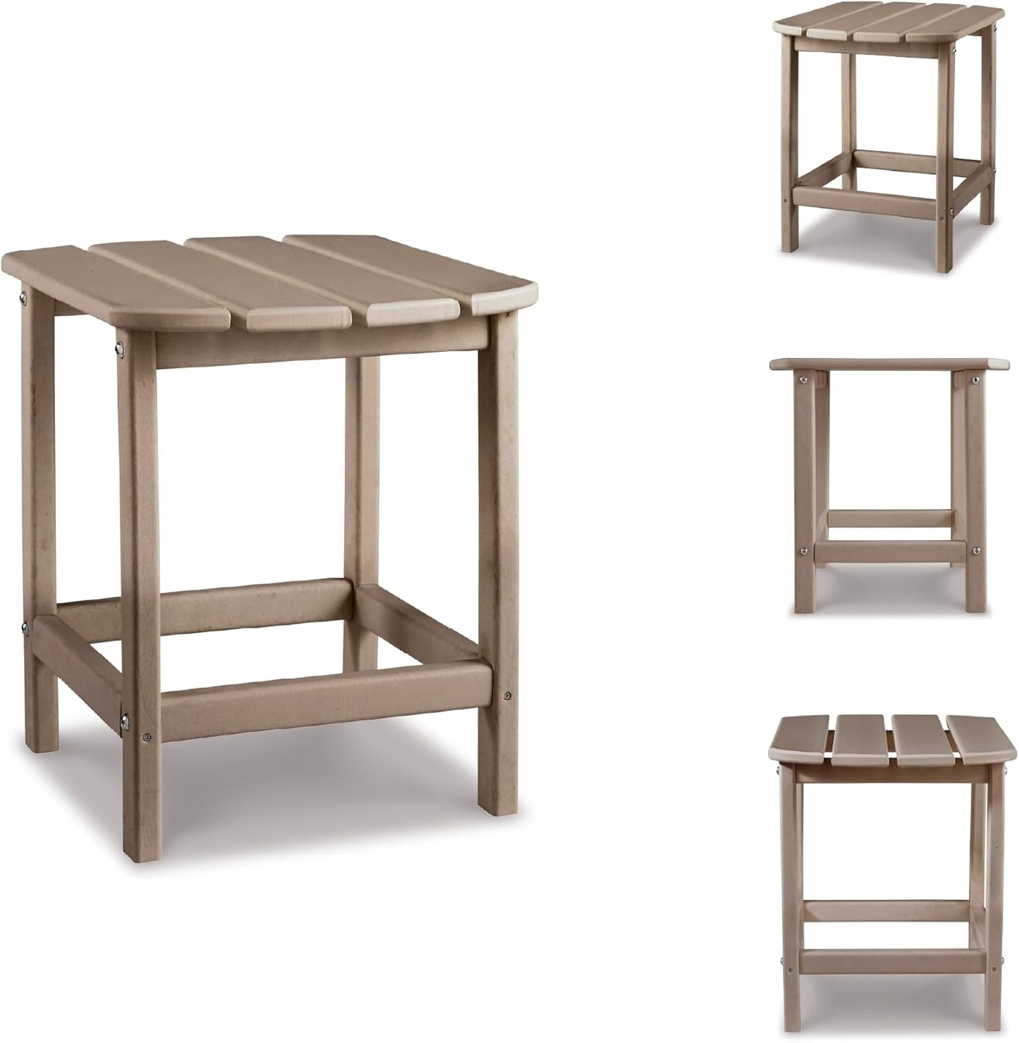 Signature Design by Ashley Sundown Treasure Outdoor Patio HDPE Weather Resistant End Table, Brown
