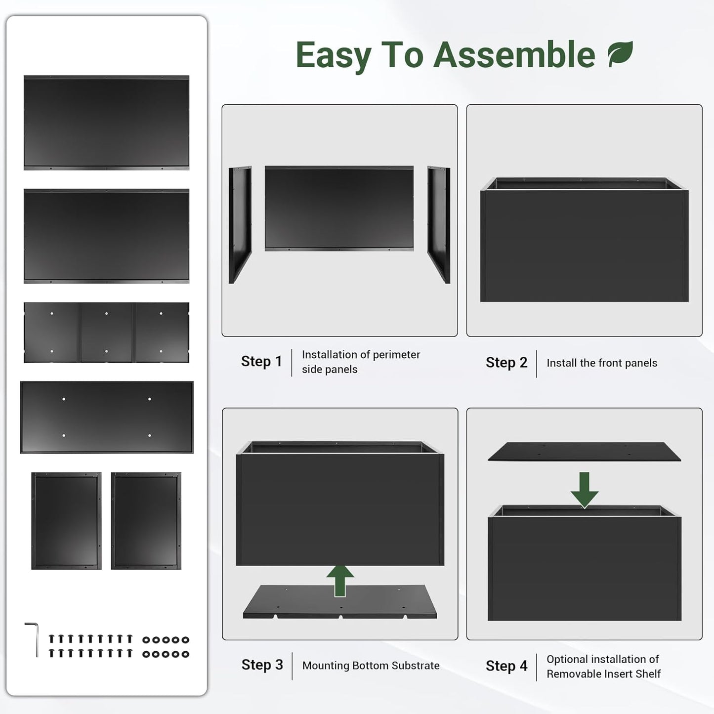 Metal Planter Box 30” x 12” x 16”, Heavy Duty Tall Rectangle Planter Box with with Drainage Holes & Rust-Proof Coating, Modern Outdoor/Indoor Black Planter Box for Porch, Garden, Patio, Yard