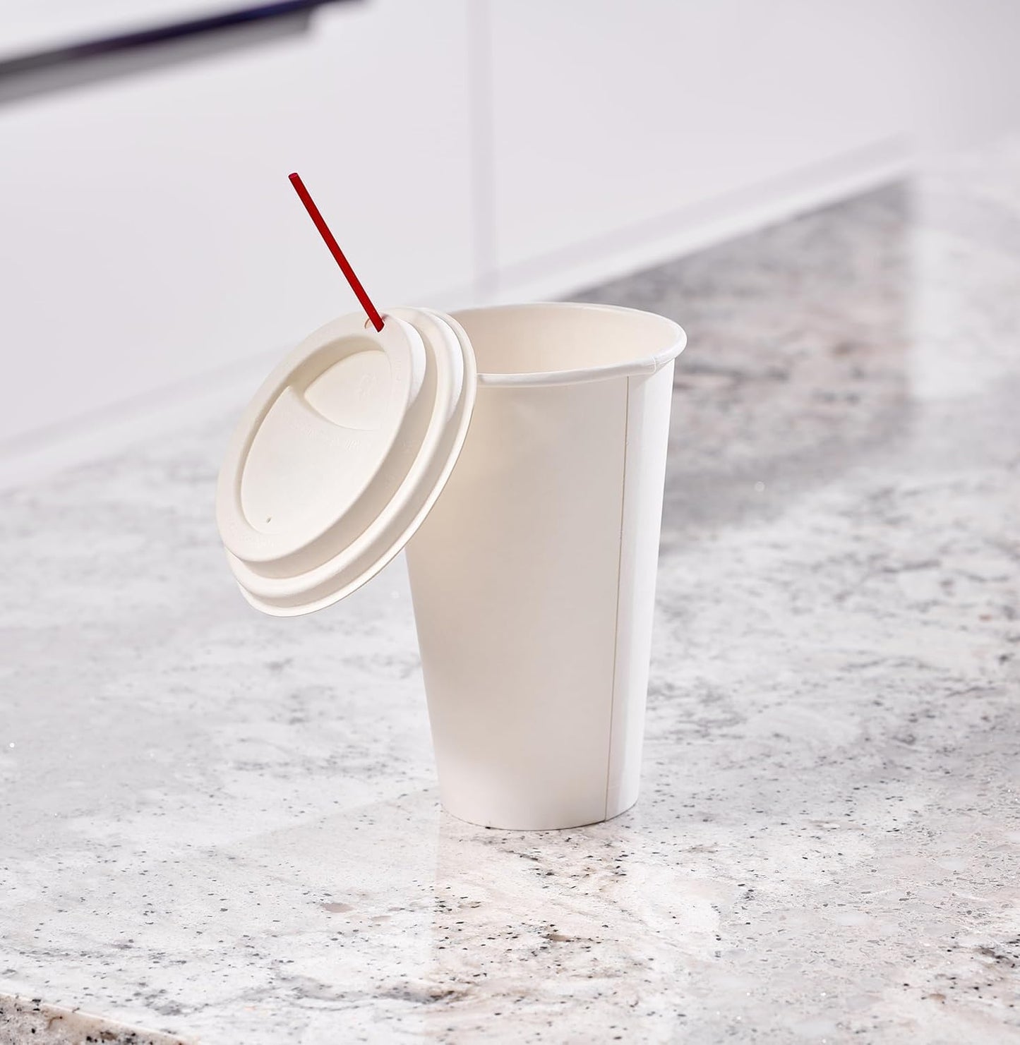 [50 PACK] Disposable Fiber Dome Lids for Coffee & Tea Cups - 100% Compostable & Biodegradable - Fits 10,12,16,20 oz Paper Cups - Extra Sturdy - Eco Friendly Sugarcane Bagasse