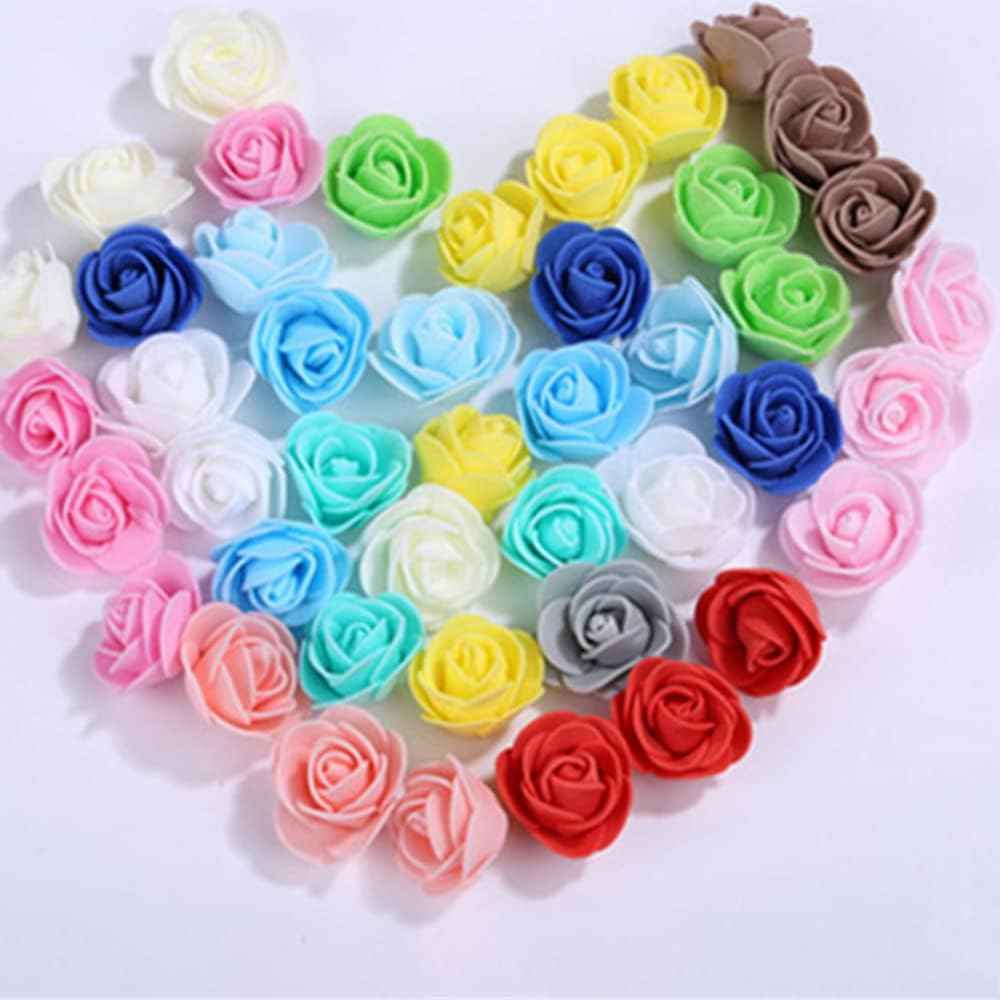 Mini Fake Roses Artificial Flowers 100 PCS 3.5cm Red Foam Rose Head for DIY Crafts Accessories Home Party Home Decorations and Baby Shower (Green)