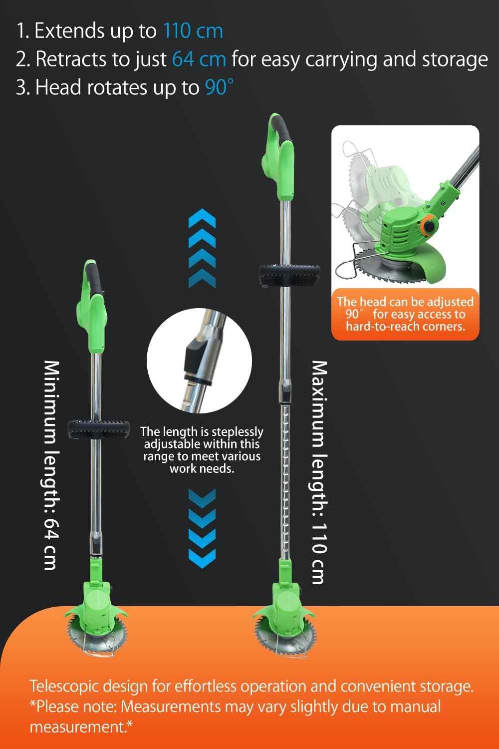 Cordless Weed Wacker, Lightweight Electric Grass Trimmer, 2 Batteries, Weed Erimmer, Adjustable Weed Eater,String Trimmers, Green