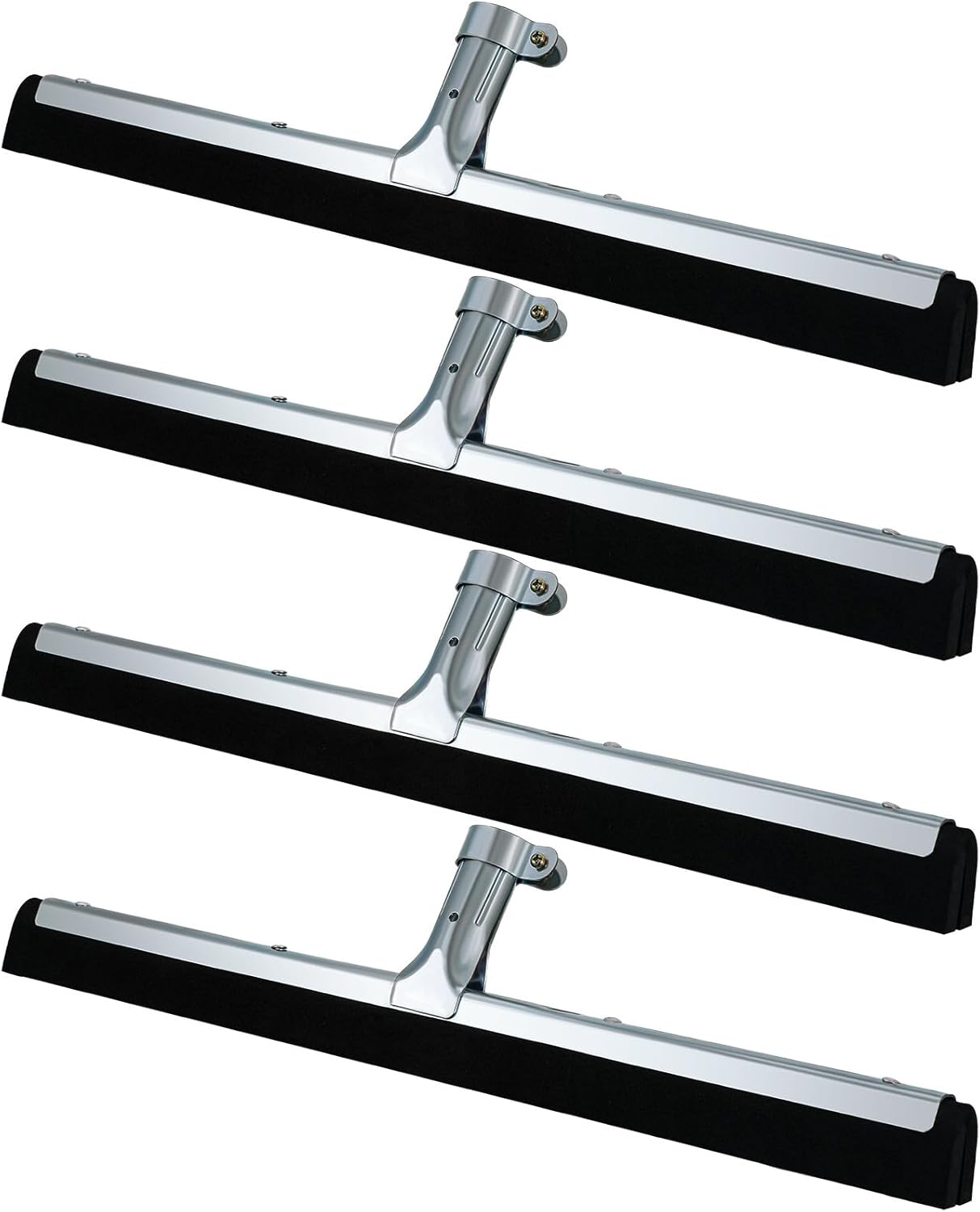 Lasnten 4pcs Double Foam Floor Squeegee for Concrete Industrial Floor Scrubber Stainless Steel Cleaning Squeegee with Rubber Heavy Duty Broom EVA Foam Blade for Garage Window Pool (18 Inch)