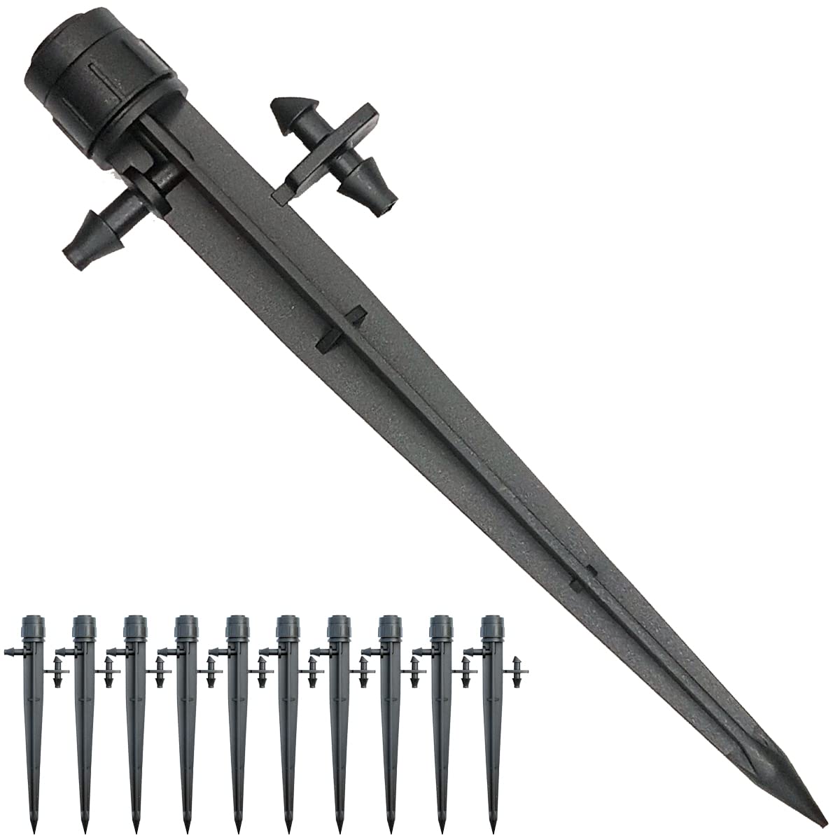 25 Pcs Drip Irrigation Emitters, Adjustable Flow 0-20 GPH Irrigation Drippers with Stake, Full Circle Flow Sprinkler Head, Micro Sprinkler for Garden Patio Lawn Flower Bed