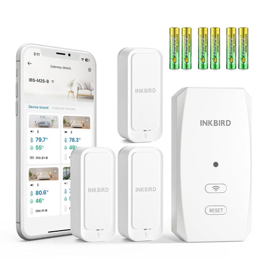 WiFi Hygrometer Thermometer with Swiss Sensor 3 Pack, Bluetooth 5.0 Dual Mode, 300-Day Data Storage, 9-Month Battery, IP65 Waterproof for Home, Greenhouse, Reptile Tank