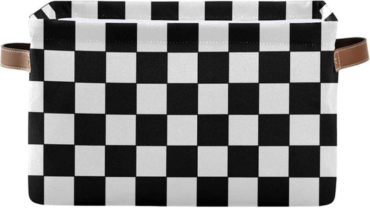 Black and White Check Rectangular Storage Basket Organizer Bin Shelf Baskets For Clothes Gifts For Home Office Dorm