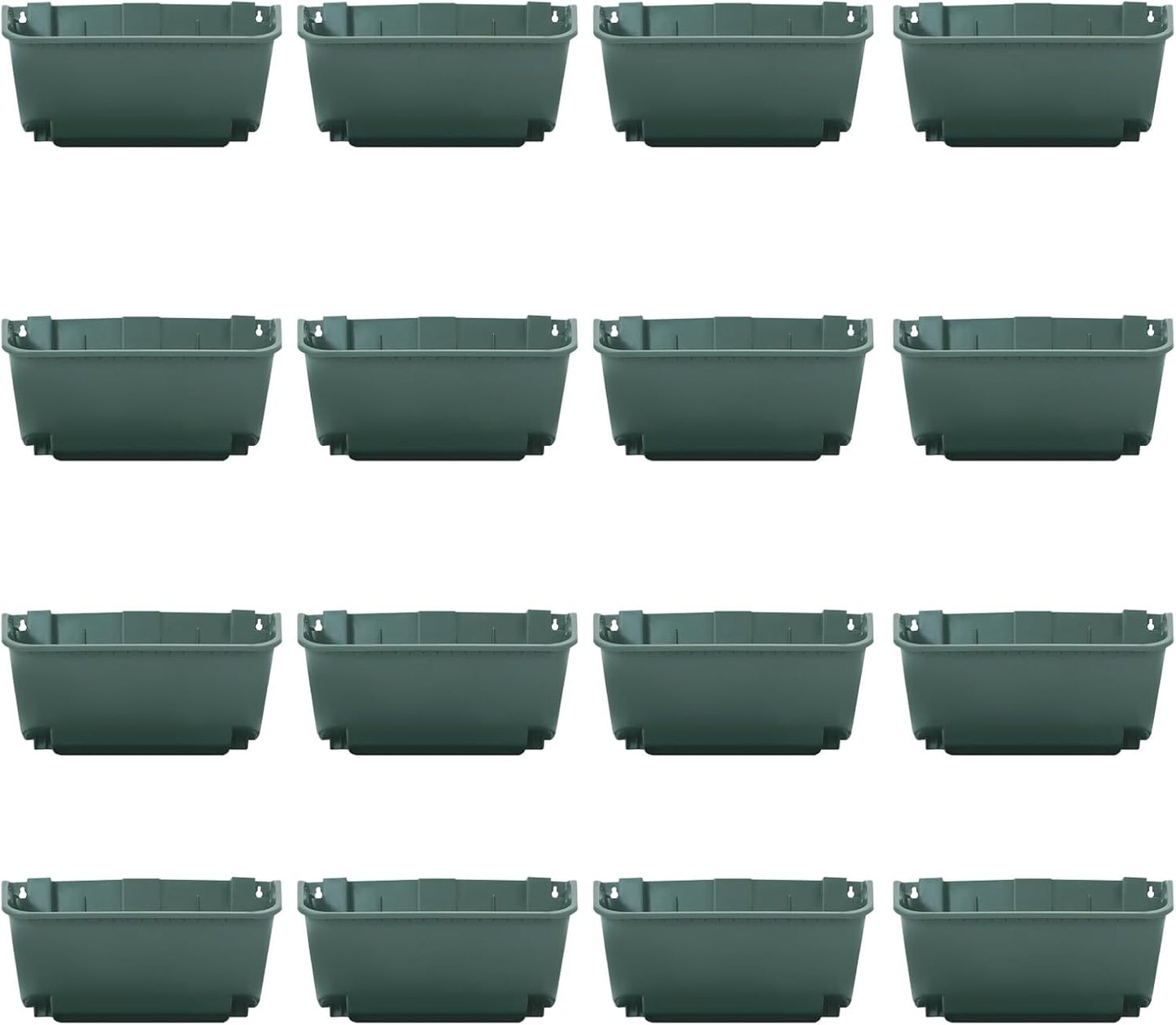 16 Pack Self Watering Wall Mounted Planter, Indoor and Outdoor Vertical Planter Wall Mounted Planter for Patio Outdoor Decor with Drainage Holes, Vertical Garden Planters for Indoor Plants- Green