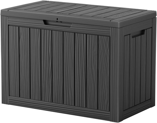 45 Gallon Waterproof Outdoor Storage Box,Resin Deck Box,Lockable Outside Storage Box Container for Patio Furniure,Garden,Tools (45 Gallon,Black)