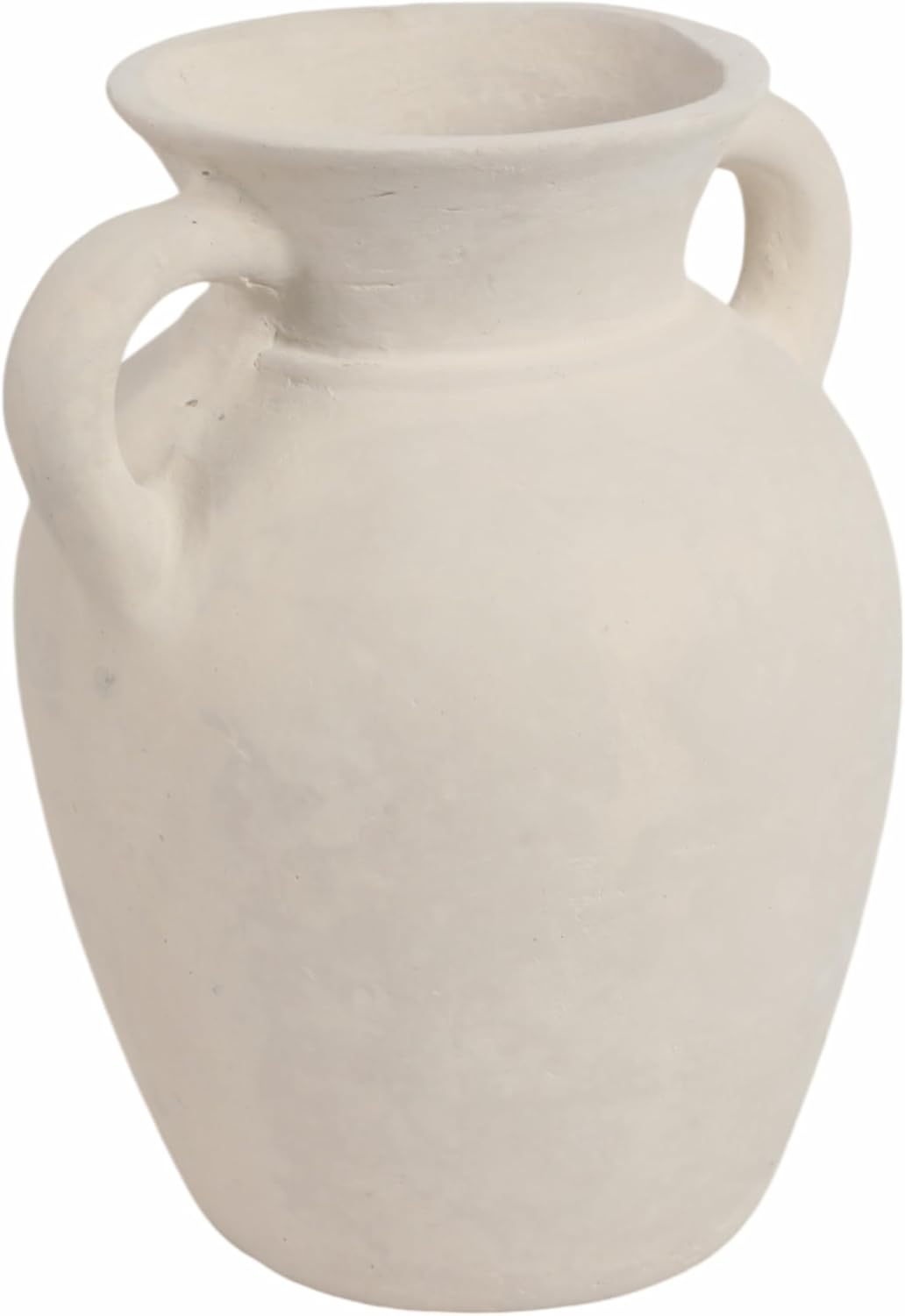 Sagebrook Home Vintage Ceramic Vase - Handmade Pottery Paper Mache Jug - Decorative Home Accent for Living Room, Bedroom, Office - 9" White