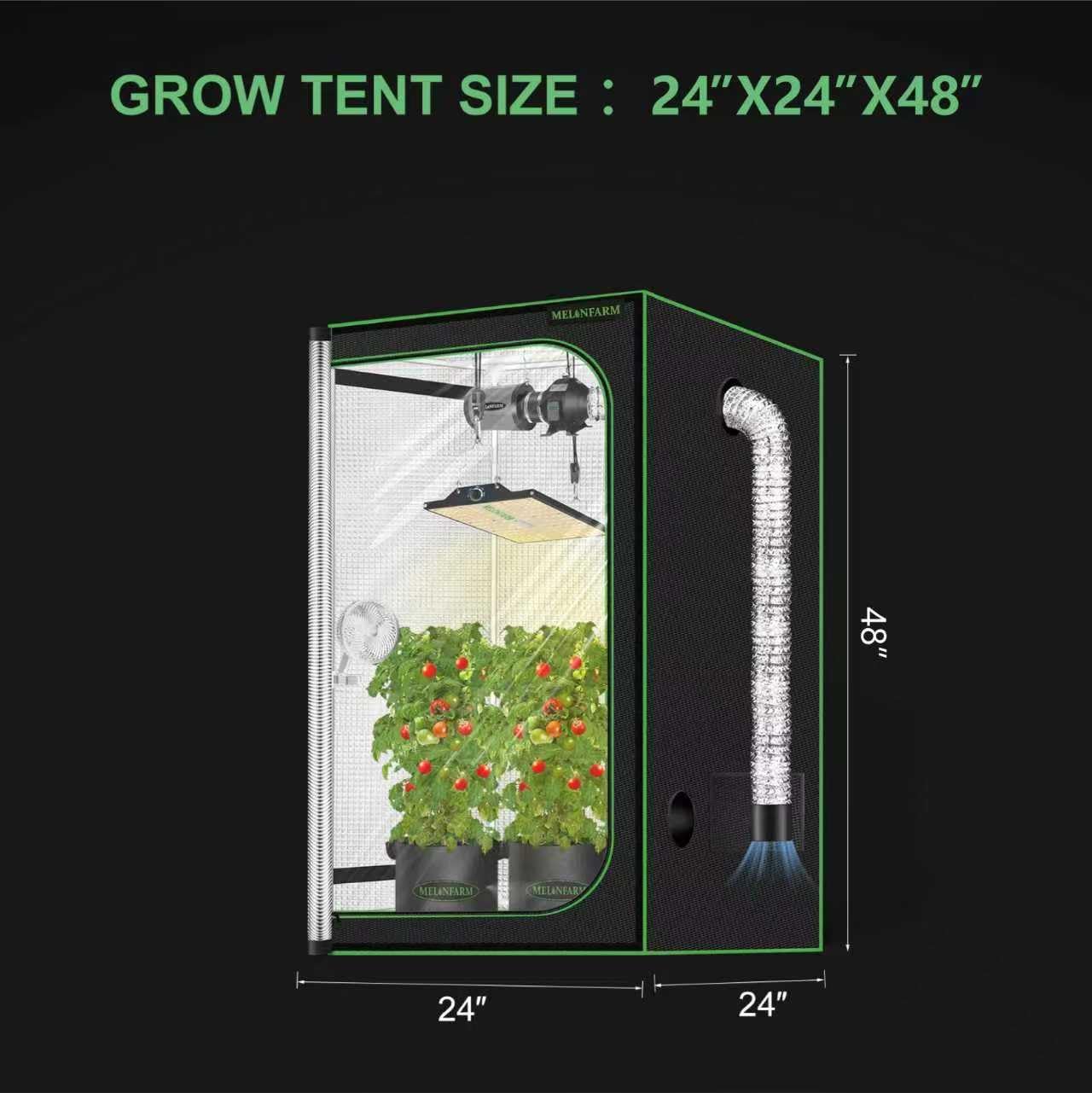 2x2 Grow Tent, 24"x24"x48" Double Transparent Viewing Door Indoor Grow Tent, Growing Tent with High Reflective Mylar & Floor Tray, Plant Tent for Indoor Hydroponics Growing