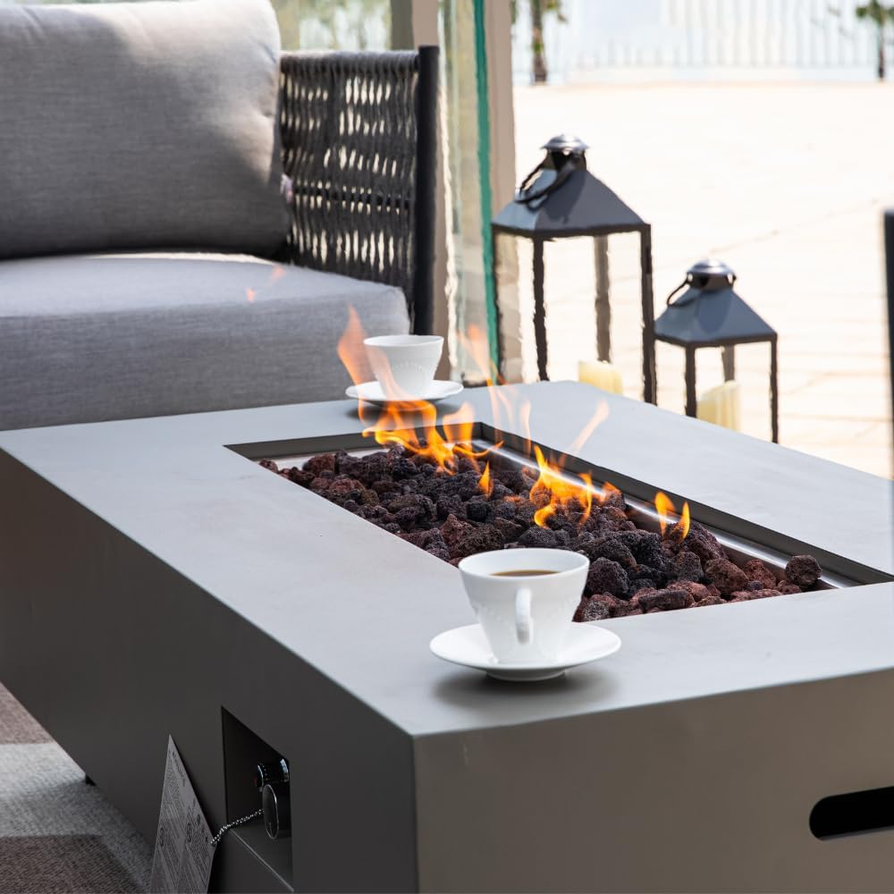 Westwood 50” Propane Fire Pit Smokeless Firepit Outdoor Gas Fire Pit for Outside Patio Firepit Table Includes Rain Cover Converter Kit Lava Rocks Lid CSA Certified