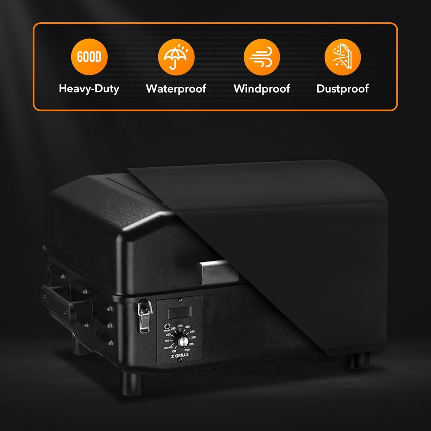 ZBXFCSH Heavy Duty 600D Polyester Cover Compatible with Z Grills Cruiser 200a Portable Pellet Grill, Waterproof Small Tabletop BBQ Grill Cover, 25''L x 20''W x 13''H