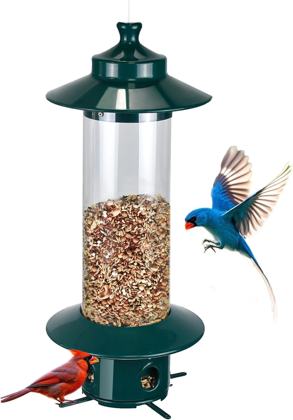 Bird Feeder for Outdoors: Squirrel Proof Bird Feeders, Gravity Sense Squirrel Proof Wild Bird Feeders for Finch Cardinal Chickadee, 4.8LB Large Capacity Hanging Birdfeeder