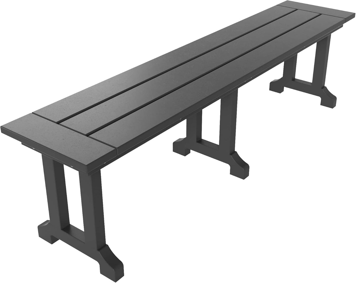 WestinTrends Malibu 65" Outdoor Dining Bench, All Weather Resistant Poly Lumber Patio Garden Bench Trestle Long Bench for Both Outdoor and Indoor, Gray