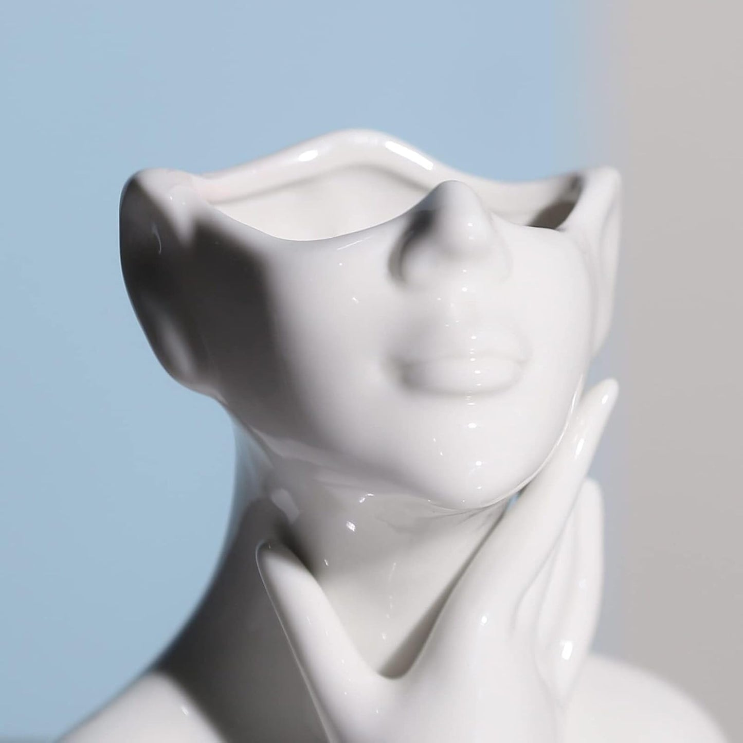 XSMXLNKWL Ceramic Face Vase White Flower Vase for Decor, Female Face Vase Art, Modern Decorative Vase Centerpiece for Table, Shelf, Living Room, Office, Bedroom, Small